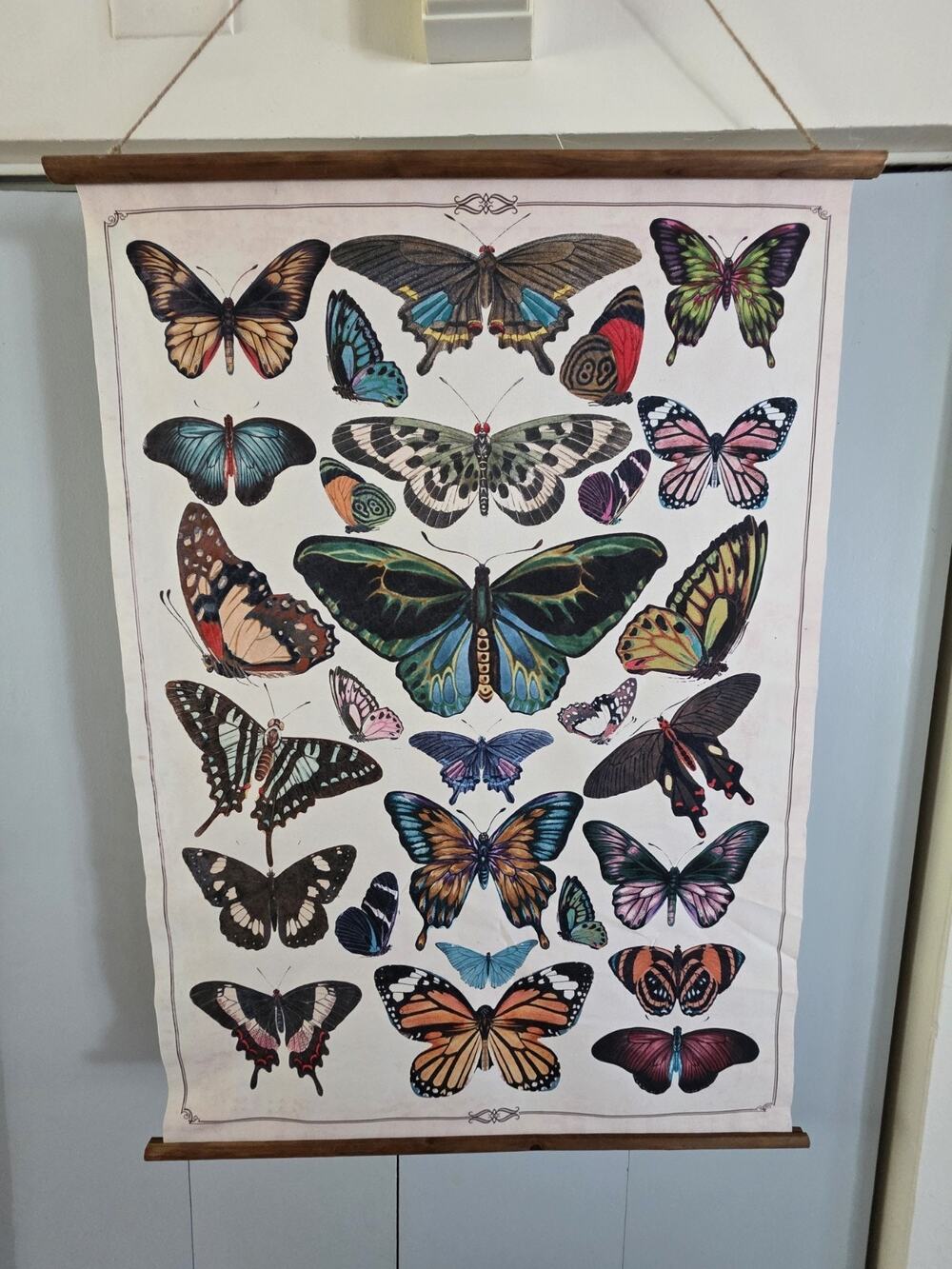 Creative Co-Op Butterfly Burlap & Wood Scroll Wall Decor 29-3/4" x41-1/2" DA9259